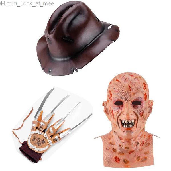 Partymasken Killers Jason Maske Freddy Krueger Handschuhe Horrorfilme Gruselige Latex-Kopfbedeckung Cosplay für das Halloween-Partykostüm Für Emulsion Q231007