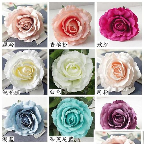 Ghirlande di fiori decorativi 100 pezzi 12 cm rose artificiali teste di fiori fai da te arco ghirlanda sposa polso festa decorazione del giardino di casa falso Dr Dhdrw