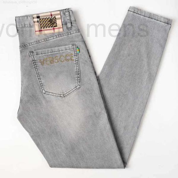 Herrenjeans Designer Hots Jeans Herren Slim Fit Kleine Hose mit geradem Bein Europäische Stickerei Live Grey ENFX