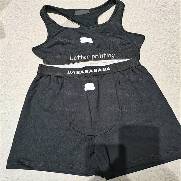 Conjunto de sujetadores con estampado de letras, ropa interior de alambre para mujer, conjuntos de lencería deportiva, camisetas sin mangas para Yoga y Fitness, Boxers a la moda para mujer 272S