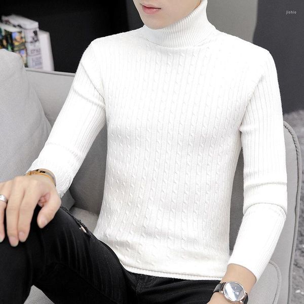 Мужские свитера Осень-зима Водолазка с длинным рукавом Мужская мода универсальная Harajuku Простая негабаритная внутренняя одежда Повседневные Черный Белый