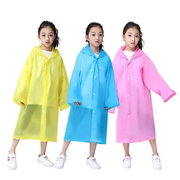 Raincoats moda crianças capa de chuva EVA impermeável espessada capa de chuva reutilizável transparente jaqueta de chuva clara crianças tour chuva terno 231007