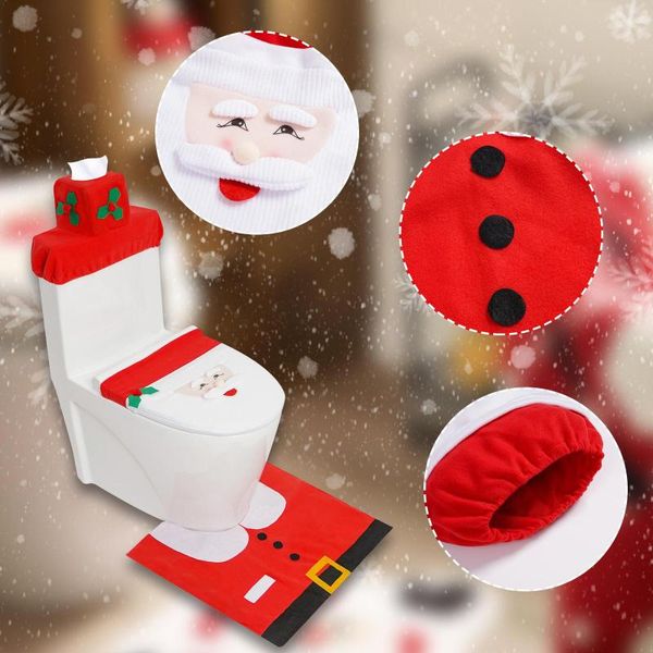 Copriwater in 4 stili Copriwater e tappetino natalizio Noovens Custodie in panno di flanella Accessori per il bagno della casa di Natale