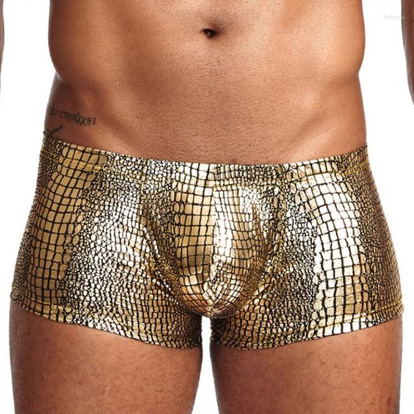 Underpants moda personalidade sexy gay homem cobra impressão roupa interior u bolsa saco pólo dança palco performances apertadas boxers sem costura