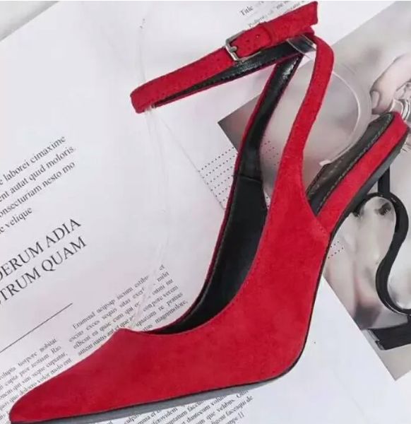 Lüks Kadın Sandalet Slingback Elbise Ayakkabı Siyah Patent İnce Topuk Bıçak Kare Toe Slingbacks Nero Sandalies Strass Toka Tasarımcı Ayakkabı