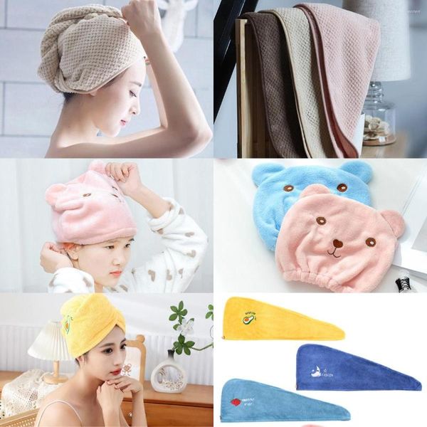 Handtuch 1pc Nette Trockenes Haar Frauen Mikrofaser Weiche Dusche Kappe Kopf Wrap Absorbierende Schnelle Damen Handtücher Kawaii