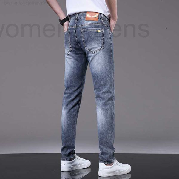 Jeans masculinos designer de luxo mens jeans designer primavera e verão fino ajuste elástico pequenos pés versão na moda menino calças GIKS