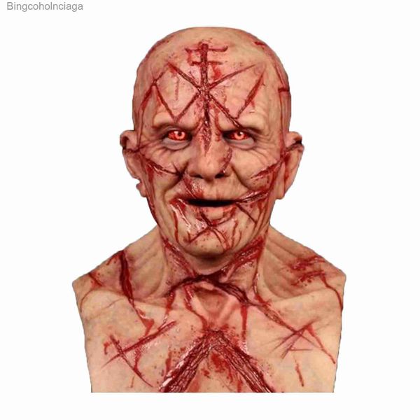 Thema Kostüm Bald Scarred Halloween Maske Horror Gesicht Kopfbedeckung Teufel Dämon Masken Cosplay Party Requisiten Maskerade Bühnenshows Werkzeug L231008