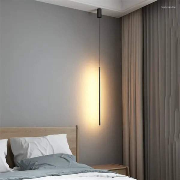 Lâmpadas pendentes simples linha luzes lâmpada moderna para casa pendurado iluminação interior sala de estar deco minimalista luminária