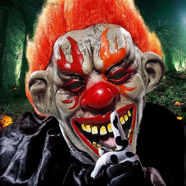 Maschere per feste Flaming Clown Copricapo Ball Performance Party Trick Horror Mask Bar Room Escape Prop cosplay Prop Halloween Masquerade Party Q231007