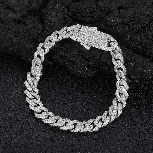 Neue Ankunft Hip Hop Männer Armband S925 Silber Individualität Moissanit Diamant Cuban Link Kette