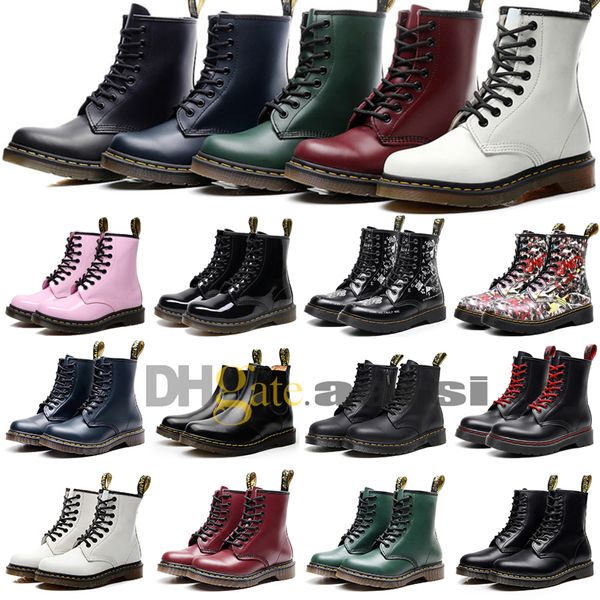 Designer Martins 1460 Botas Mulheres Airwair Plataforma Tornozelo Martin Boot High Doc Og Jadon Liso Couro Nappa Mulher Ponto Amarelo Botas Mocassins Sapatos