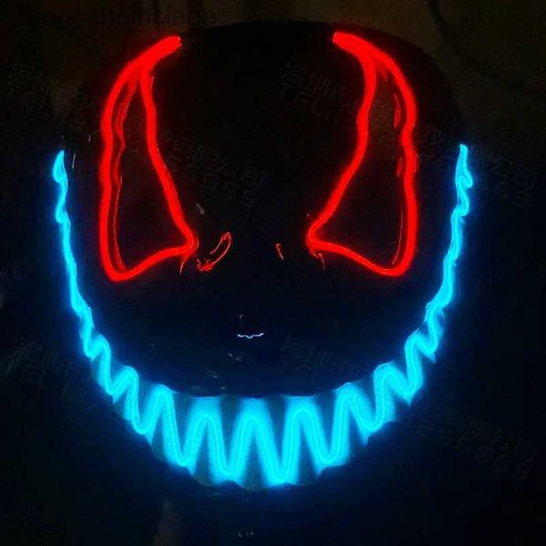 Costume a tema Maschera luminosa di Halloween Maschera spaventosa Cosplay LED Maschera illuminante Puntelli horror per feste in maschera di Halloween Disponibili per adulti e bambiniL231008