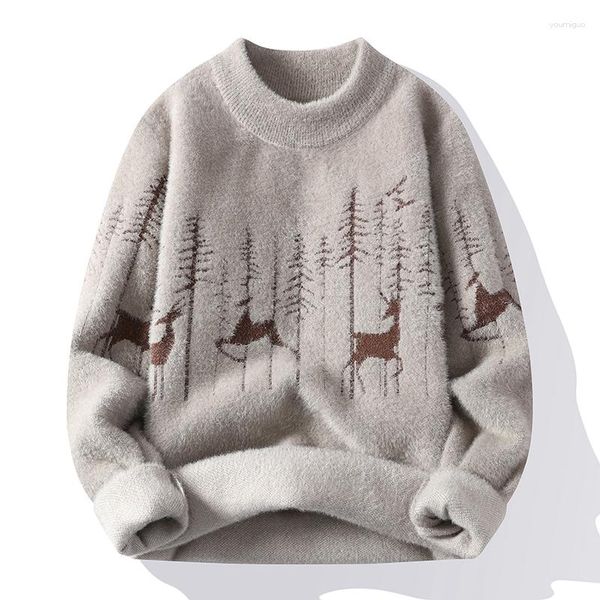 Suéter masculino Deliy Mink Fleece Sweater Metade Gola Alta Inferior Outono Inverno Pulôver Versão Coreana Engrossado Roupas Quentes