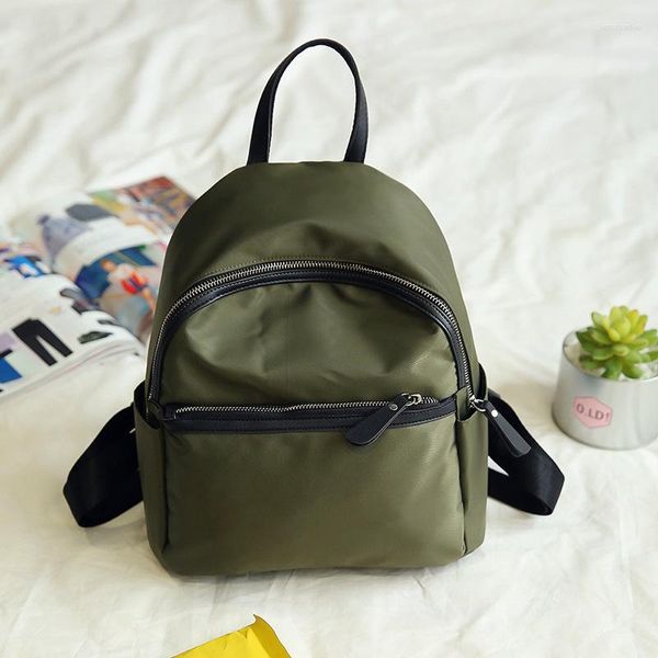Sacos escolares femininos coreano moda design mochila de viagem náilon luz à prova de água pequena mochila marinha verde preto feminino