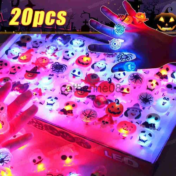 Outros suprimentos de festa de evento LED luz anel de Halloween brilhando no escuro abóbora fantasma crânio anéis de dedo brinquedos com luzes decoração de festa em casa x1009