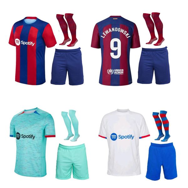 Kits de futebol infantil Raphinha KESSIE PEDRI Lewandowski camisas de futebol FERRAN Camisetas de futebol ANSU FATI 2023 2024 GAVI Kounde