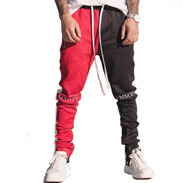 Calças masculinas de algodão correndo ginásio joggers streetwear metade e dividir casual esporte calças treinamento treino fitness sweatpants