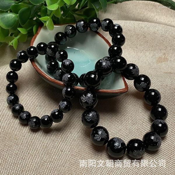 Strand Siyah Agate Bilezik Buddha Lotus Tohumları Toptan