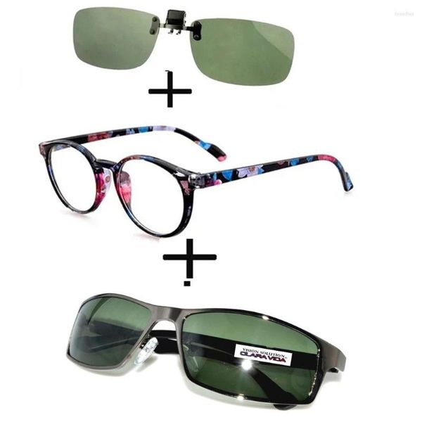 Солнцезащитные очки 3шт!!! Ретро круглые легкие очки для чтения для мужчин и женщин из поляризованного сплава, роскошные тонкие зажимы для ног