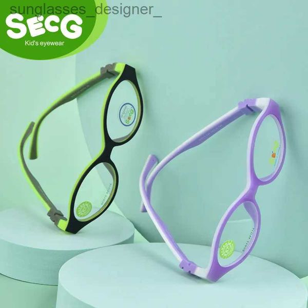 Sonnenbrillenrahmen SECG Niedlicher runder optischer Brillenrahmen Weiche, flexible Sile-Kinderbrille Transparente Kinderrahmen-Brillen BrillenL231007