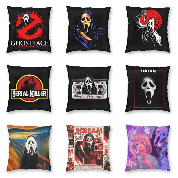 Kissen Benutzerdefinierte Scream Ghost Killer Square Throw Case Home Decor 3D-gedruckte Halloween-Horrorfilm-Abdeckung für Wohnzimmer