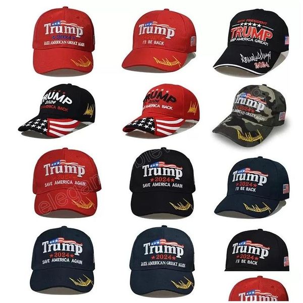 Bonés de bola 12 estilos Donald Trump 2024 algodão bordado chapéu de beisebol com alça ajustável boné drop entrega acessórios de moda ha otex5