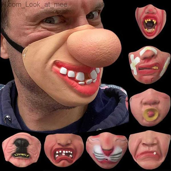 Party Masken 2023 Latex Half Face Clown Maske Cosplay Requisiten Humorvolle Gummiband Schreckliche Masken Erwachsene Party Lustige Halloween Dekoration Q231007