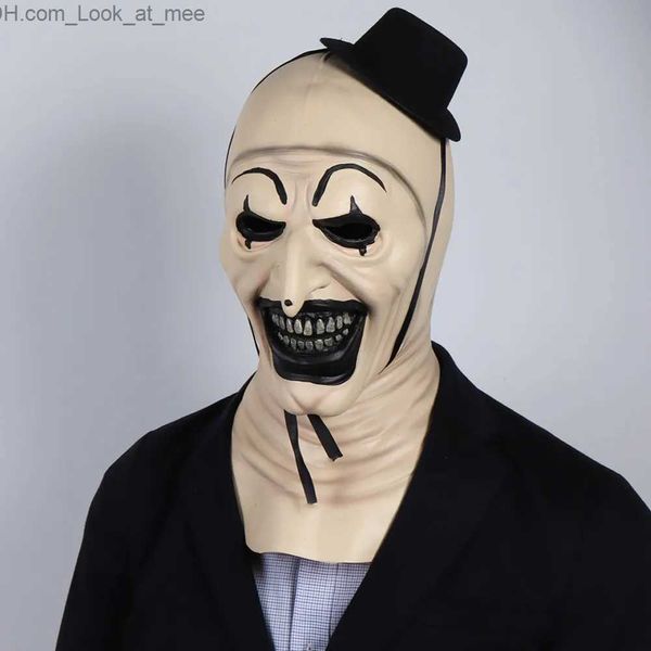 Máscaras de festa Horror sangrento terrificador arte a máscara de palhaço cosplay engraçado mal joker chapéu capacete de látex halloween festa traje adereços q231007