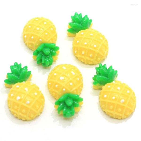 Fiori decorativi 50/100PCS Simulazione Flatback Ananas Cabochon in resina per bambini fai da te Capelli e coperture del telefono o astuccio di bellezza