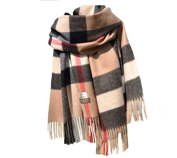 Lenços inverno cachecol mulheres marca de luxo moda xadrez pashmina macio bolsa de ombro básico cashmere 190 70 231007