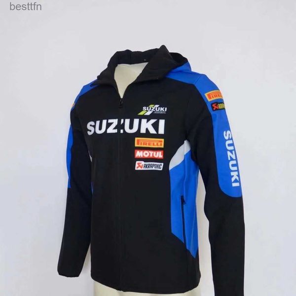 Outros vestuário para SUZUKI ECSTAR GSX RR moletom masculino jaqueta motocicleta equipe de corrida zip velo esporte manter quente suéter à prova de vento moletom com capuzL231007