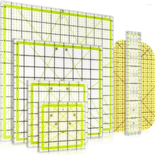 Portachiavi 6 pezzi Righello per quilting Quadrato Tessuto acrilico Taglio Pennarello trasparente Ironing308S