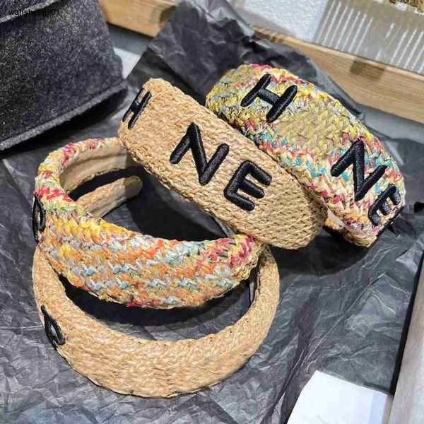 23ss designer de lã tricô headbands feminino carta impressão bordado larga-abas hairbands headwrap verão ao ar livre tecido headwear