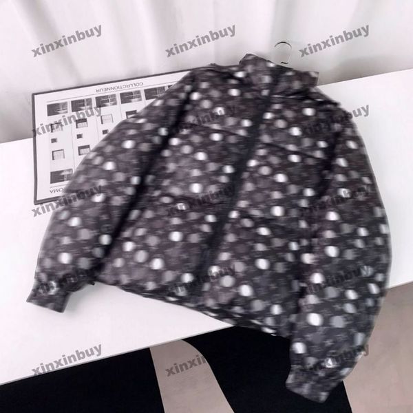 Xinxinbuy Мужское дизайнерское пальто-пуховик в горошек Тканевый карман с буквенным принтом и длинным рукавом женский серый Черный коричневый M-3XL