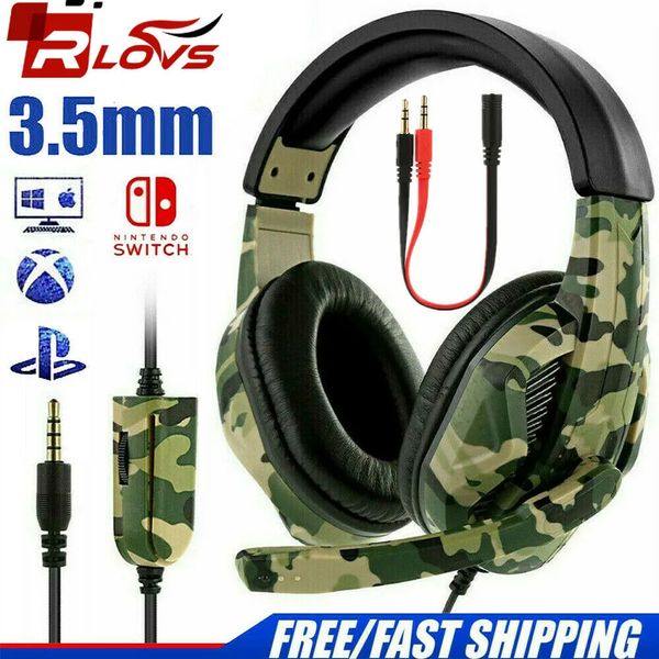 Headsets RLOVS Wired Gaming Kopfhörer mit Mikrofon für Computer PS4 PS5 Xbox Bass Stereo PC Hohe Klangqualität Headset Geschenke 231007