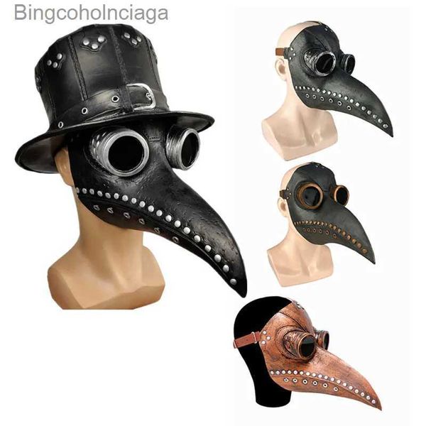 Costume a tema Halloween Maschera da medico della peste in gomma nera Naso lungo Uccello k Steampunk Maschera in lattice di gas Cosplay Prop per bambini e adultiL2310