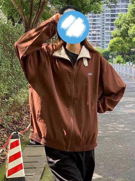 Kadın Ceketleri Varsity Kadınlar Büyük Boy Ceket Japon Moda Harajuku Windbreaker Y2K Street Giyim Koreli Sonbahar Giysileri Trend Hippi Erkekler