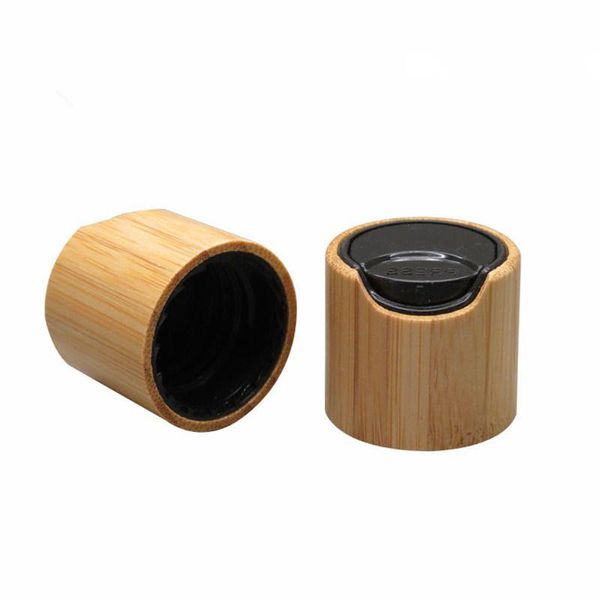 24/410 tampa de imprensa de madeira de bambu, tampa de loção preta cosmética diy, ferramentas de maquiagem de bambu, capa de creme cosmético de bambu de 24mm f1533 bqlbg
