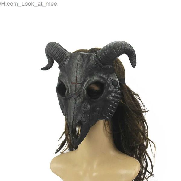 Máscaras de festa 2022 Máscara de cabra Halloween Party PU Animal Mask personalizado festivo baile de formatura Q231007