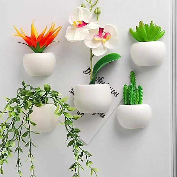 Buzdolabı mıknatıslar sevimli taklit bitkileri ev işleri buzdolabı mıknatıslar saksı dükkanı ev dekorasyon tahtası manyetik çıkartmalar 231007