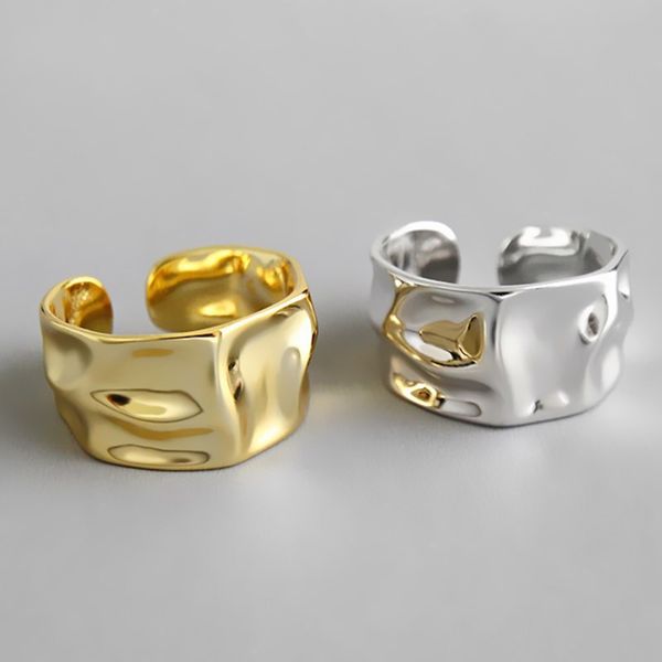 INS Kühlen Stil Mode Unregelmäßigen Konkaven Konvexen Gold Silber Ring Temperament Galvanik Ring Weiblichen Öffnung Schmuck