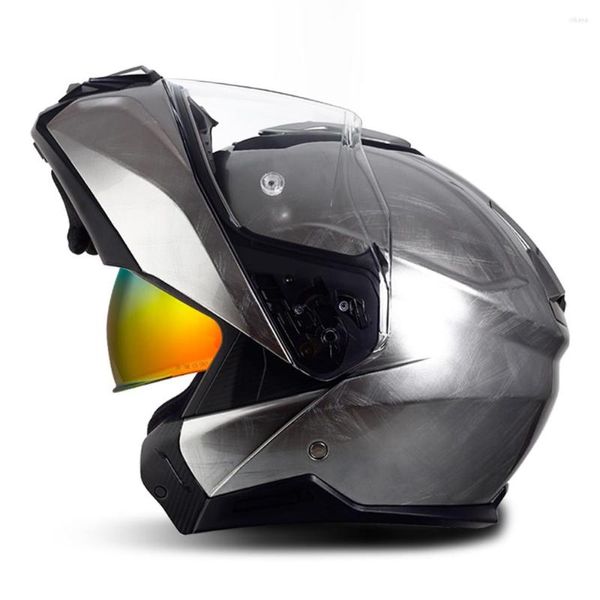 Motorradhelme S-3XL Retro-Silber-Atmungsaktiver Helm Verschleißfeste Motocross-Ausrüstung Hochklappbarer Biker-Anti-Fall-Kopfschutz