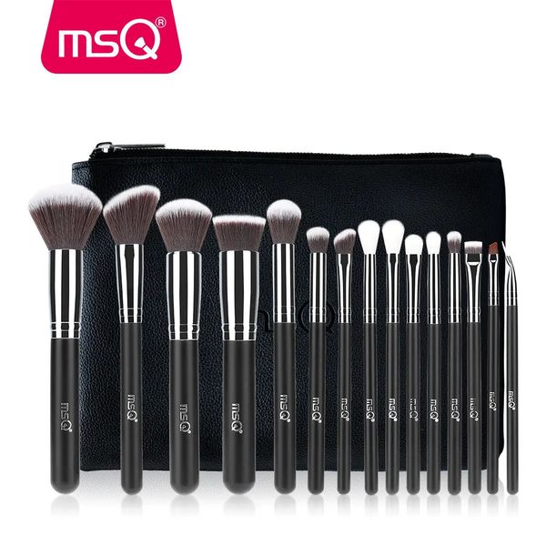 Strumenti per il trucco MSQ Professional 15 pezzi Set di pennelli Fondotinta in polvere Ombretto Kit di pennelli per trucco Cosmetici Capelli sintetici Custodia in pelle PU 231006