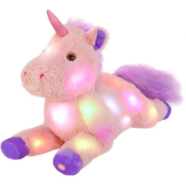 Plüschpuppen, LED-Licht, leuchtendes Einhorn-Spielzeug, nachtleuchtende Baumwolle, niedlich für Mädchen, rosa Kuscheltiere, Kinder 231007