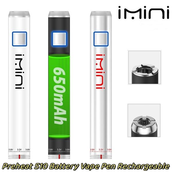 Оригинальный аккумулятор Imini 650 мАч, 14 мм, ARI Vape Pen, 1,8-4,2 В, разогрев, переменное напряжение, VV, аккумуляторы для 510 картриджей, тележек, разогрев аккумулятора 510, Vape Pen, перезаряжаемый