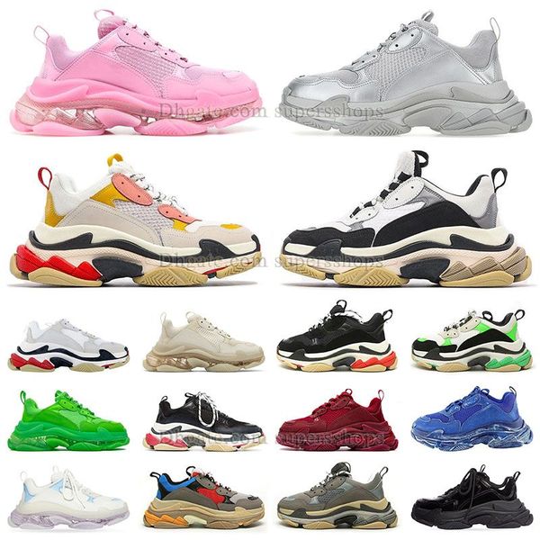 Triple S Designer-Schuhe für Herren und Damen, Old Dad-Turnschuhe, Schwarz, Weiß, Neongrün, Rosa, Blau, Mitternachtsmarine, Vintage-Beige-Sliver-Grau-Turnschuhe, Dhgate-Trainer