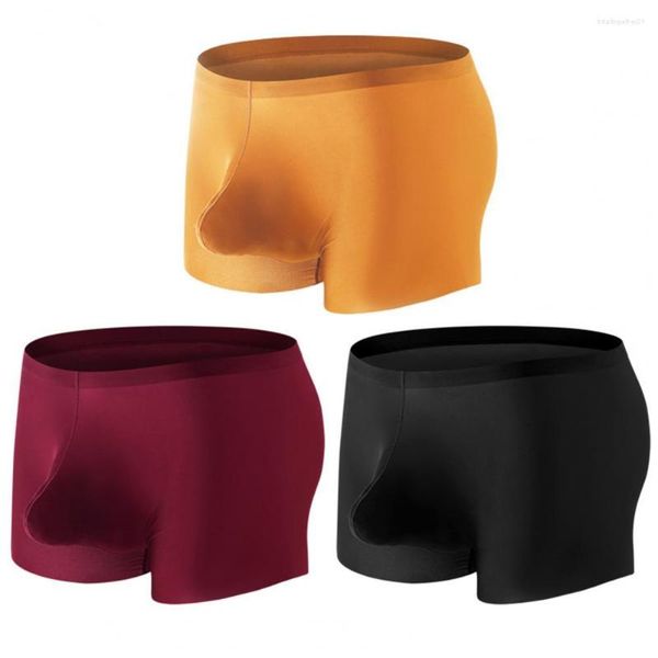 Cuecas masculinas boxers elásticos cor sólida fina sem costura gelo seda panites de secagem rápida respirável verão shorts masculinos