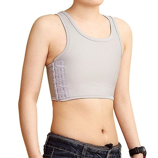 Raccoglitore per il seno sottile appiattisci il seno Canotta Canotta casual Shaper Top Fibbia traspirante Corto Les Lesbian Tomboy corsetto Reggiseno Plus Size Y203156