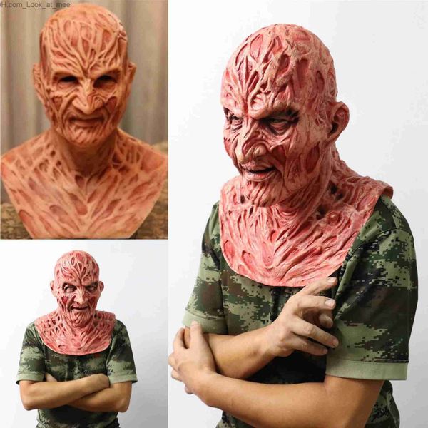 Máscaras de festa Freddy Krueger Máscara Halloween Filme Um Pesadelo em Elm Street Terror Party Cosplay Costume Props Horror Latex Headgear Q231007